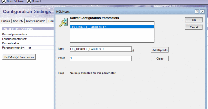 Aanbeveling voor het instellen van OS_DISABLE_CACHESET in de notes.ini op Windows servers